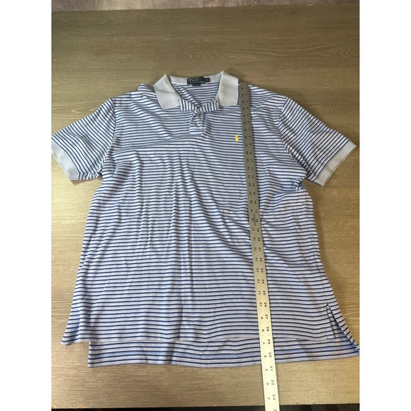 Polo Ralph Lauren Mens XL Blue White Striped Short Sleeve Cotton Polo Shirt - Picture 6 of 11